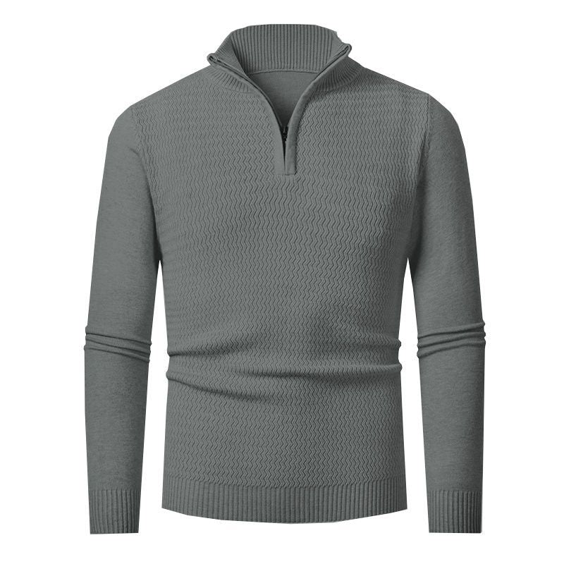 Pull en tricot élégant pour hommes avec zip et design de vagues texturé Chic und Stil
