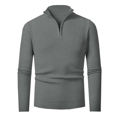 Pull en tricot élégant pour hommes avec zip et design de vagues texturé Chic und Stil