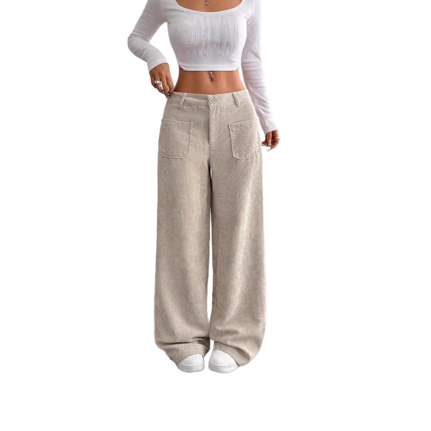 Wide corduroy pants for women with pockets Chic and Style