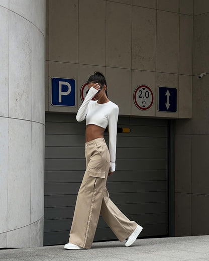 Chic und Stil | Pantalon cargo large pour dames