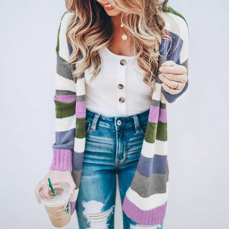 Dames cardigan décontracté rayé Chic und Stil