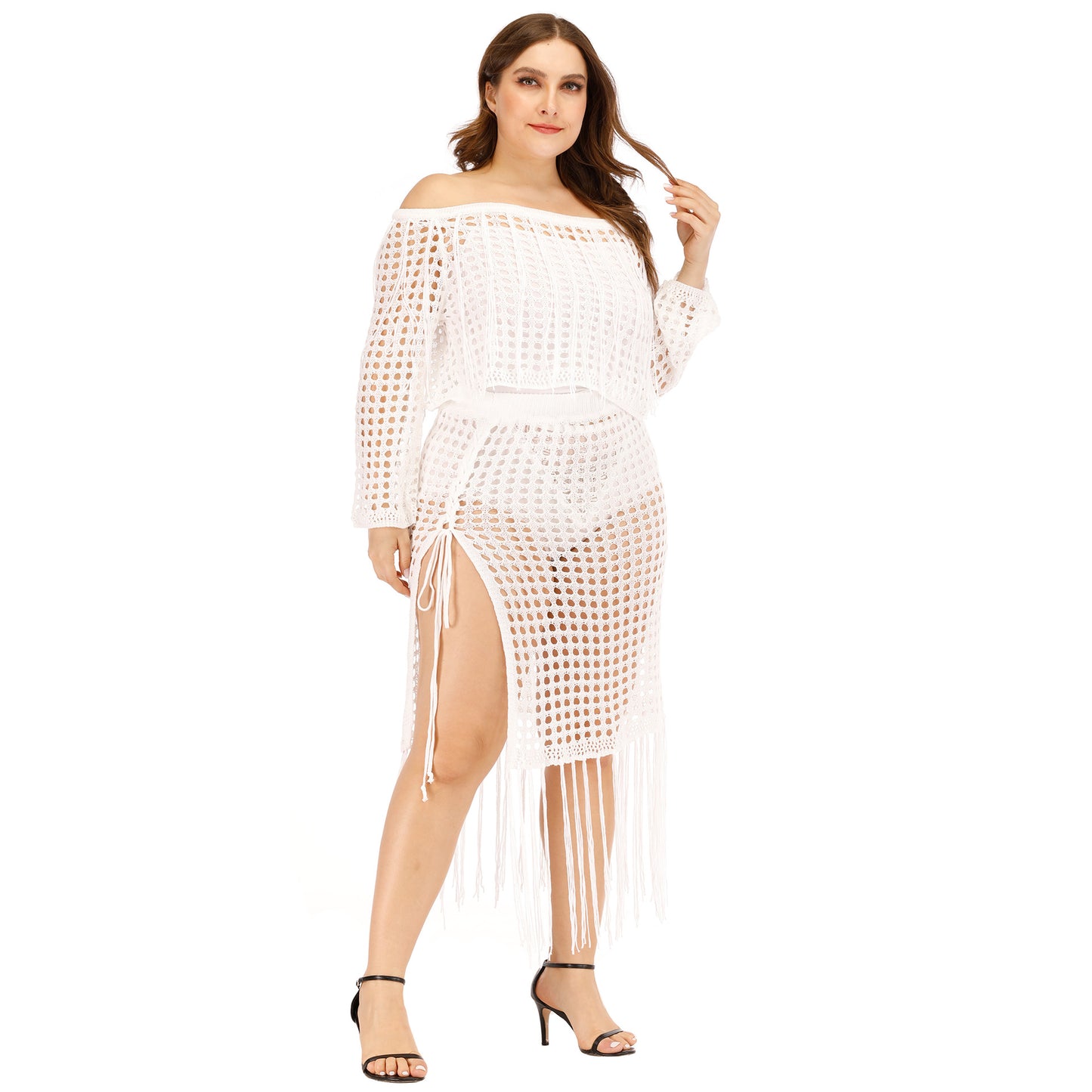 Dames Crochet Franges Plage Dérobé Set Chic und Stil