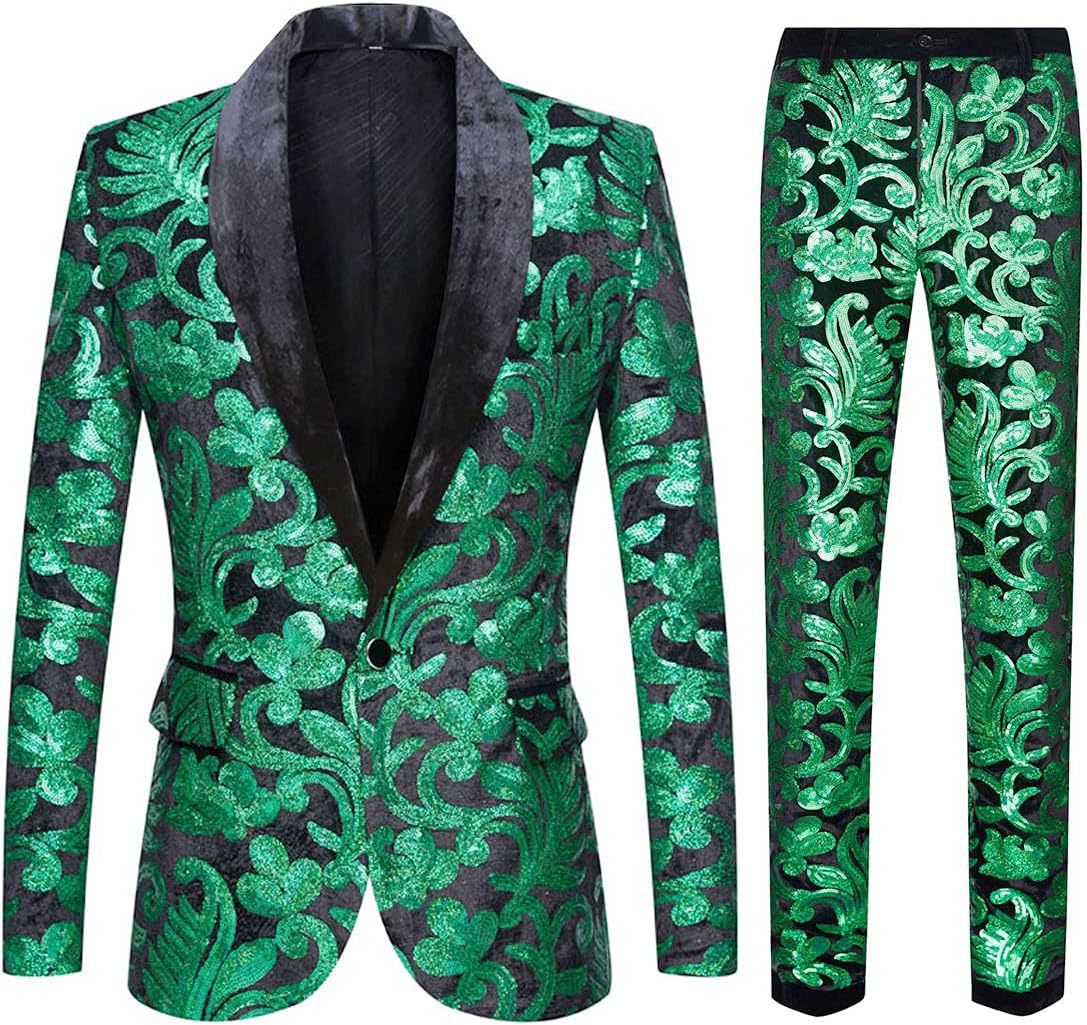 Costume élégant en velours pour hommes avec motif en sequins brillants Chic und Stil