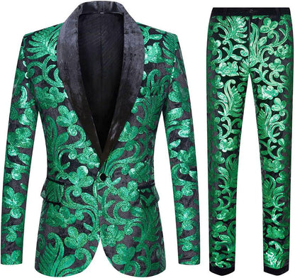 Costume élégant en velours pour hommes avec motif en sequins brillants Chic und Stil