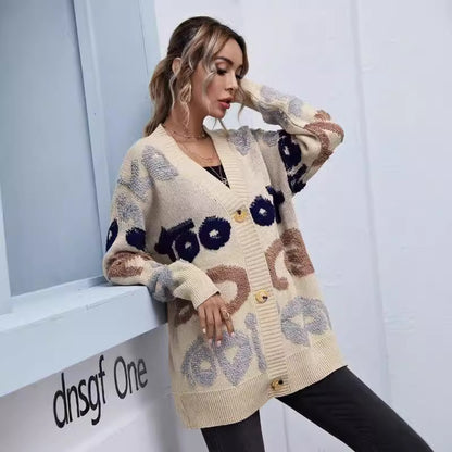 Dames Grobtricot Cardigan avec motif coloré Chic und Stil