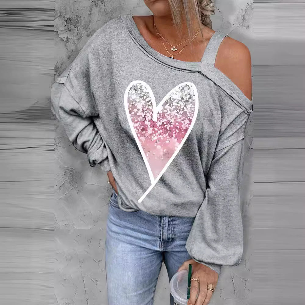 Pull oversized décontracté pour femmes avec design en paillettes en forme de cœur Chic und Stil