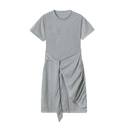 Robe T-Shirt drapée de loisirs pour femmes Chic und Stil