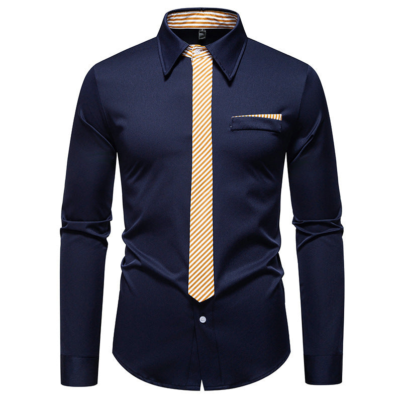 Chemise à manches longues pour hommes avec un design de col innovant et une poche poitrine pratique Chic und Stil