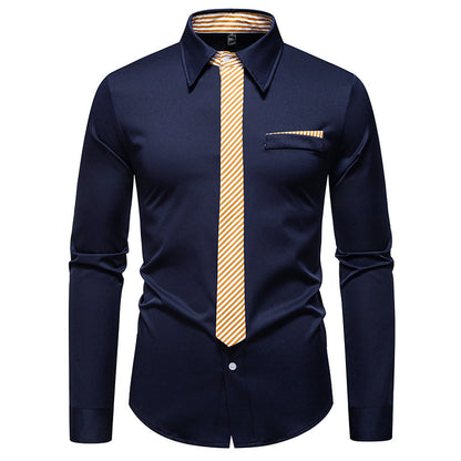 Chemise à manches longues pour hommes avec un design de col innovant et une poche poitrine pratique Chic und Stil