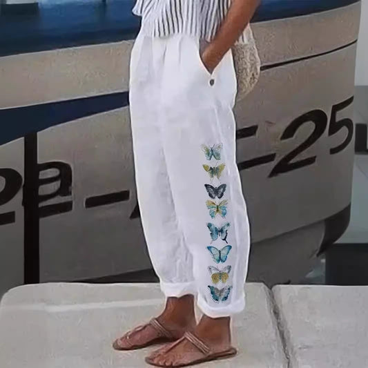 Women Short Pants Butterfly Embroidery Chic and Style