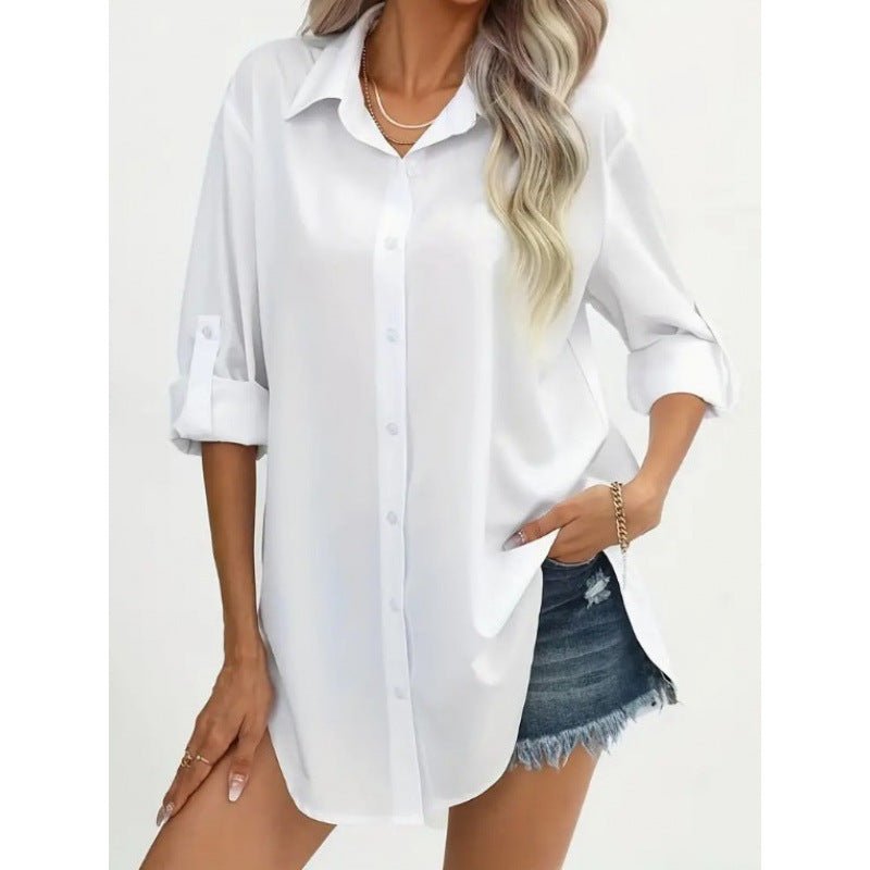 Dames élégante chemise à manches longues en coton respirant Chic und Stil