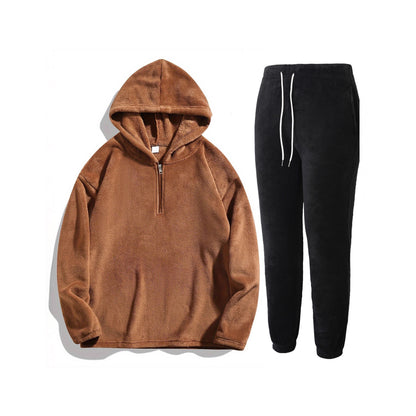 Soft fleece hooded sweatshirt and jogging pants set for women Chic und Stil