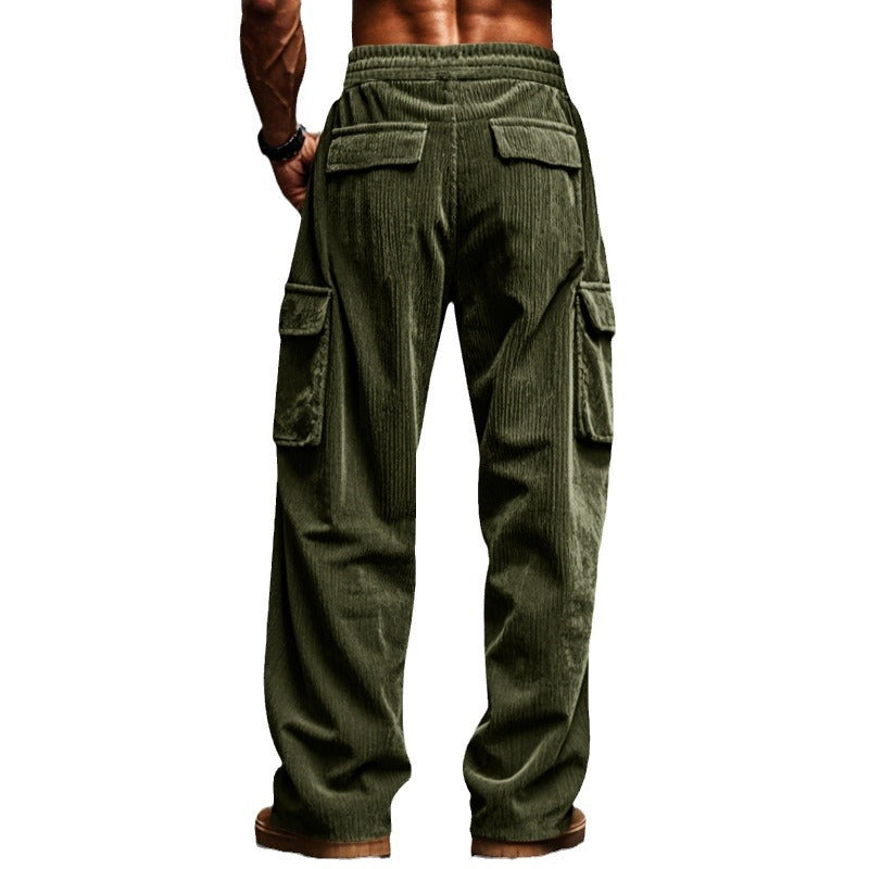 Men's casual cargo pants made of cord-like blended material Chic and style