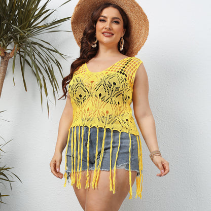 Dames crochet franges couvert de bain Top Chic und Stil
