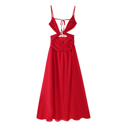 Robe maxi femme avec un design de volants ludique et une élégante ouverture dans le dos Chic und Stil