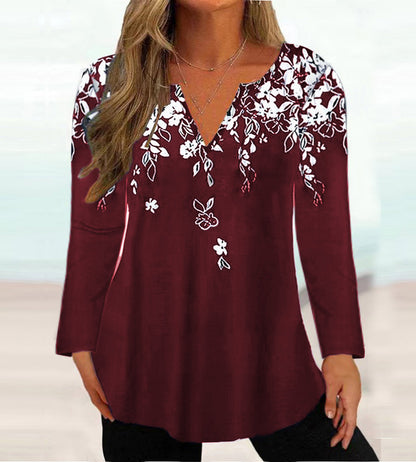 Dames Élégante blouse avec design floral et décolleté en V Chic und Stil