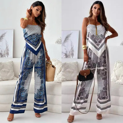 Dames jumpsuit avec jambes larges et motif élégant Chic und Stil