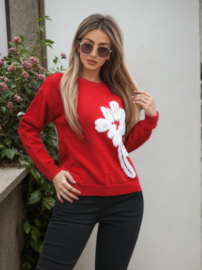 Pull femme avec motif floral en 3D Chic und Stil