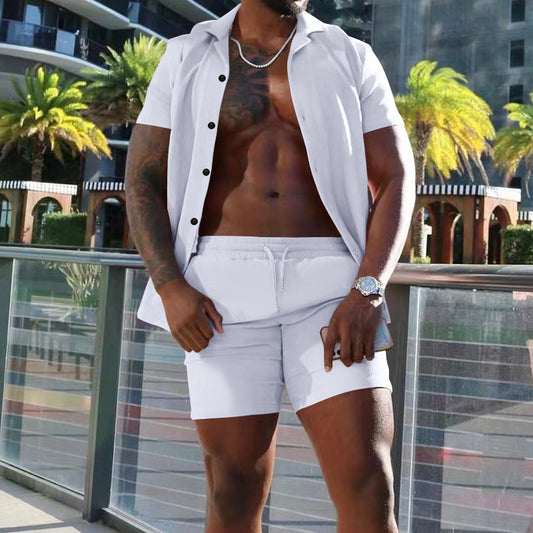 Homme décontracté ensemble chemise à manches courtes et shorts Chic und Stil