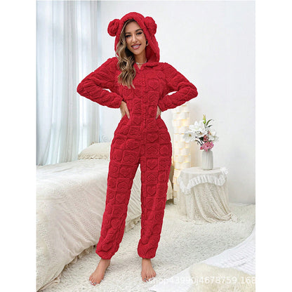 Ladies Comfortable Fleece Pants with Hood Chic and Style