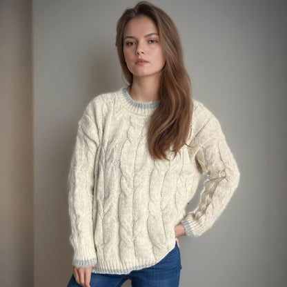 Pull en grosse maille pour femme avec un design de tresse moderne et une coupe décontractée Chic und Stil