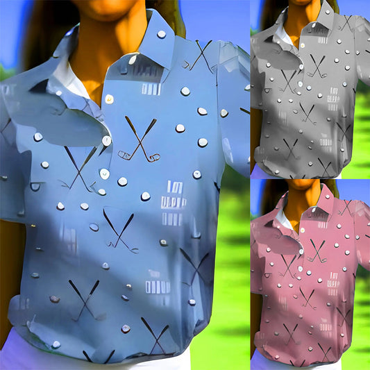 T-shirt polo pour dames avec un motif de golf moderne et une coupe confortable Chic und Stil
