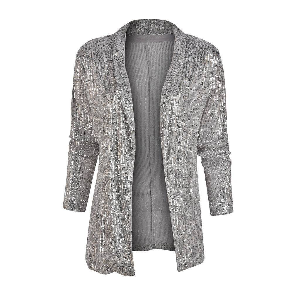Dames Brillante et élégante cardigan en tricot avec paillettes Chic und Stil