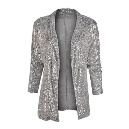 Dames Brillante et élégante cardigan en tricot avec paillettes Chic und Stil