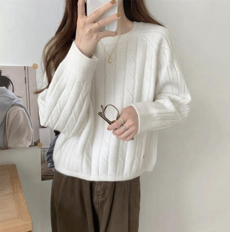 Pull en tricot décontracté pour femmes avec motif gaufré et coupe ample Chic und Stil