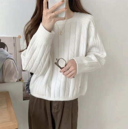 Pull en tricot décontracté pour femmes avec motif gaufré et coupe ample Chic und Stil