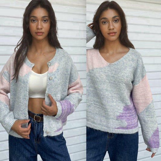 Pull créatif pour femmes en tricot avec décolleté asymétrique et design coloré Chic und Stil
