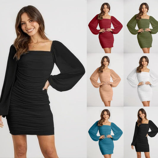 Robe mini ajustée pour femmes avec manches bouffantes et décolleté carré Chic und Stil
