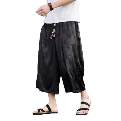 Airy harem pants for men with elegant pattern and elastic waist Chic and Style