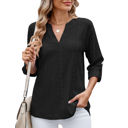 Dames Élégante et légère blouse avec décolleté en V Chic und Stil