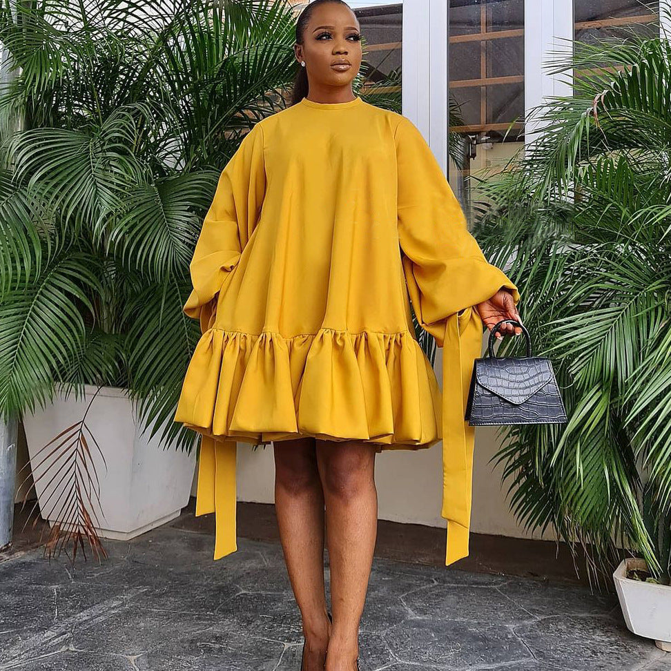 Robe tunique décontractée pour femmes avec volants et rubans Chic und Stil