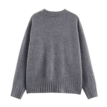 Pull-over rond décontracté pour femmes avec surface texturée et épaules tombantes Chic und Stil