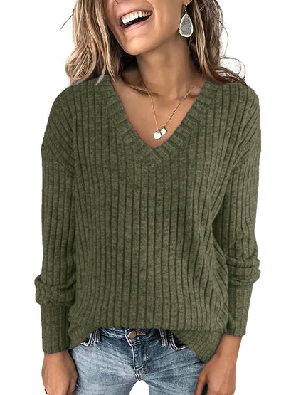 Dames V-cou tricot pull Chic und Stil