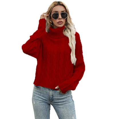 Pull en grosse maille pour femmes avec col roulé haut et motif torsadé marqué Chic und Stil