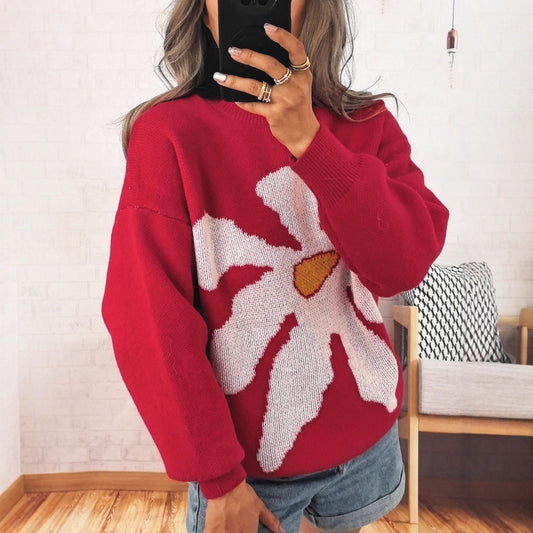 Pull femme avec motif floral saisissant et coupe décontractée Chic und Stil