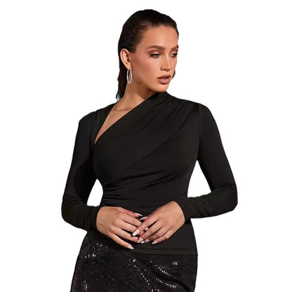 Body à manches longues pour femmes avec un design enveloppant unique Chic und Stil
