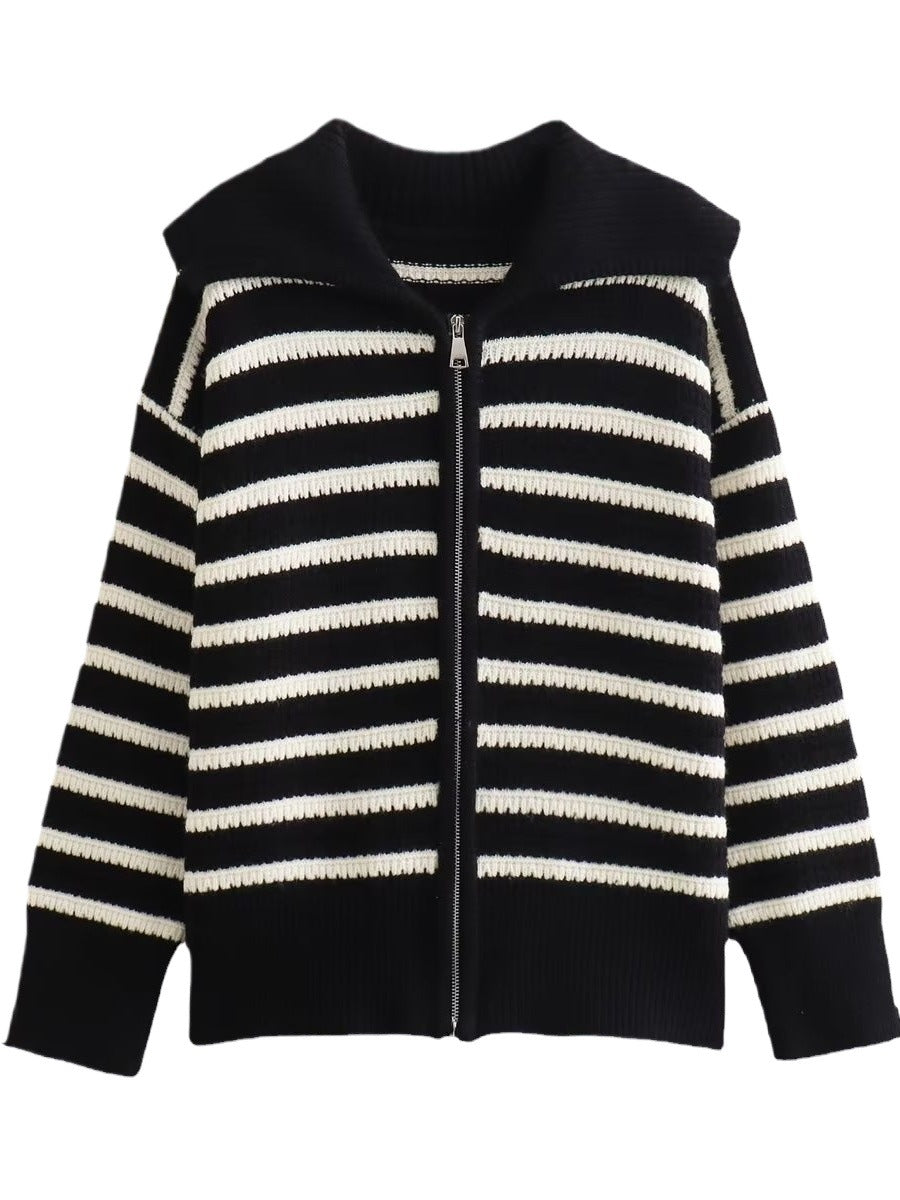 Dames cardigan rayé avec fermeture éclair moderne Chic und Stil