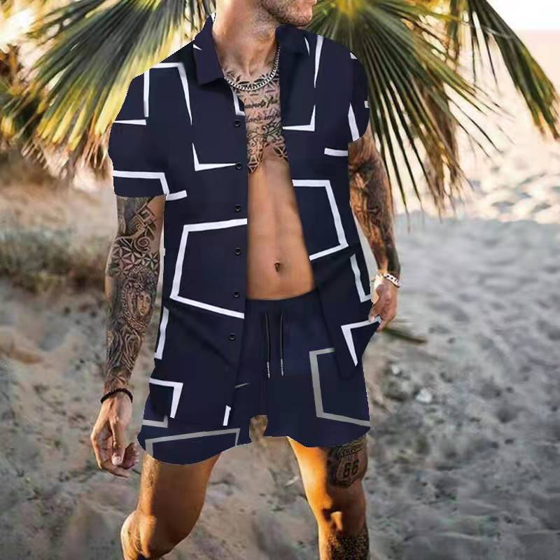 Homme T-shirt graphique à manches courtes été et ensemble de shorts Chic und Stil