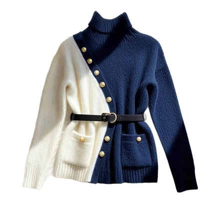 Femmes Pull chic avec col montant et boutons élégants Chic und Stil