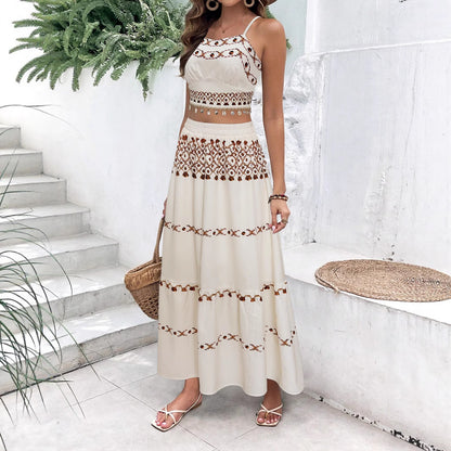 Robe maxi femme avec délicat motif brodé et silhouette aérienne Chic und Stil