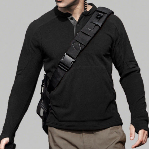 Men's fleece pullover with a stylish high collar and practical buttons Chic und Stil