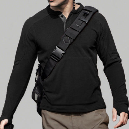 Men's fleece pullover with a stylish high collar and practical buttons Chic und Stil