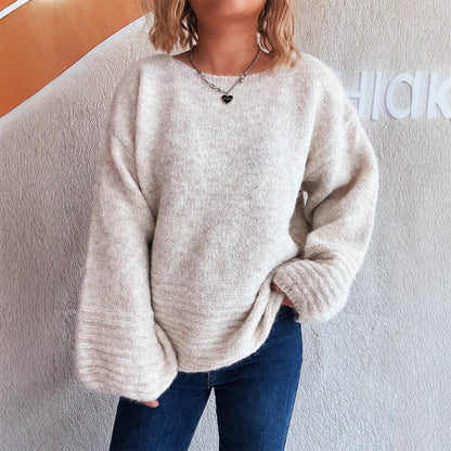 Pull en tricot douillet pour dames avec une coupe ample et des manches à volants tendance Chic und Stil