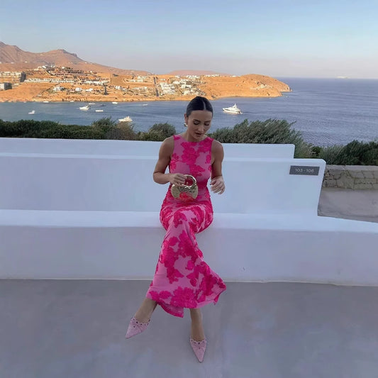 Robe maxi femme avec broderie florale et coupe élégante Chic und Stil