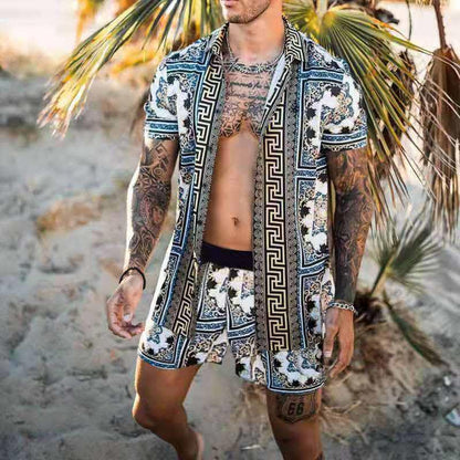 Chemise à manches courtes pour hommes avec un design baroque élaboré et un tissu respirant Chic und Stil
