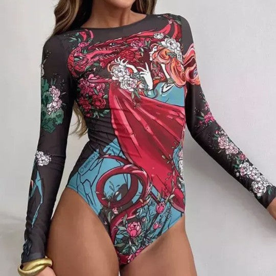 Sporty one-piece swimsuit for women with long sleeves Chic and Style